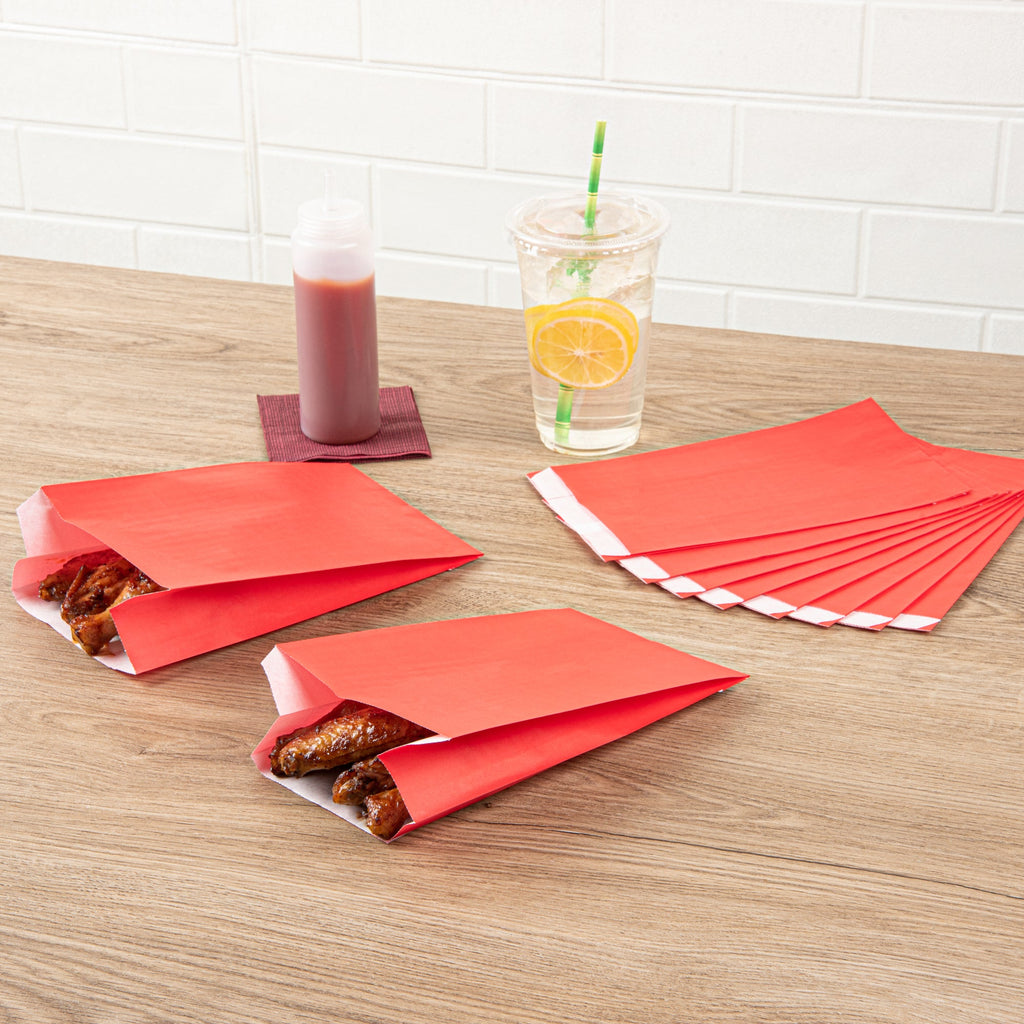 Bag Tek Red Paper French Fry / Snack Bag - 5" x 3" x 8 3/4" - 100 count box