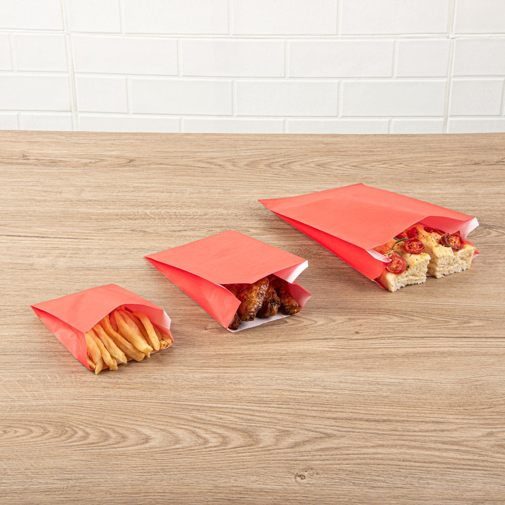 Bag Tek Red Paper French Fry / Snack Bag - 5" x 3" x 8 3/4" - 100 count box