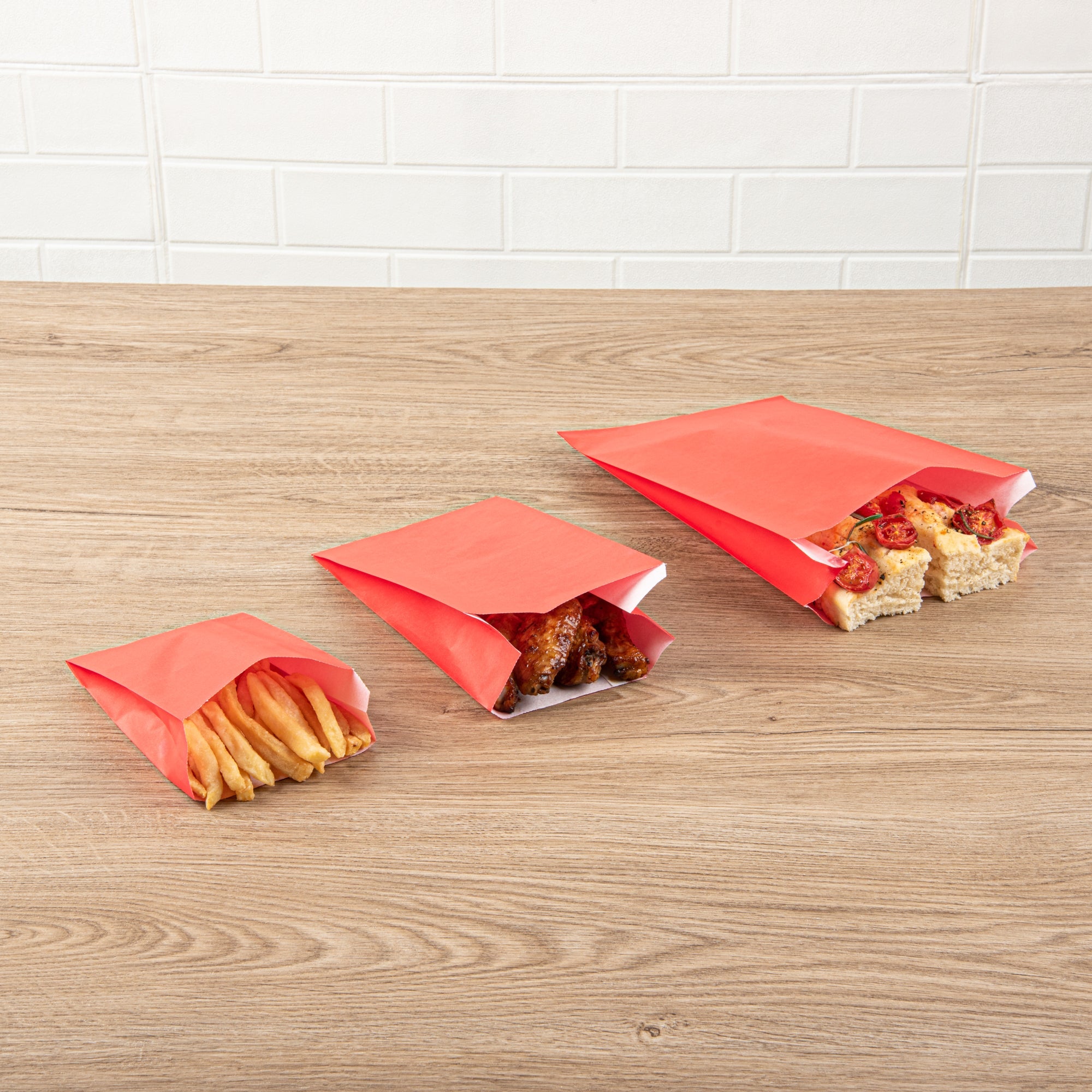 Bag Tek Red Paper French Fry / Snack Bag - 5" x 3" x 8 3/4" - 100 count box