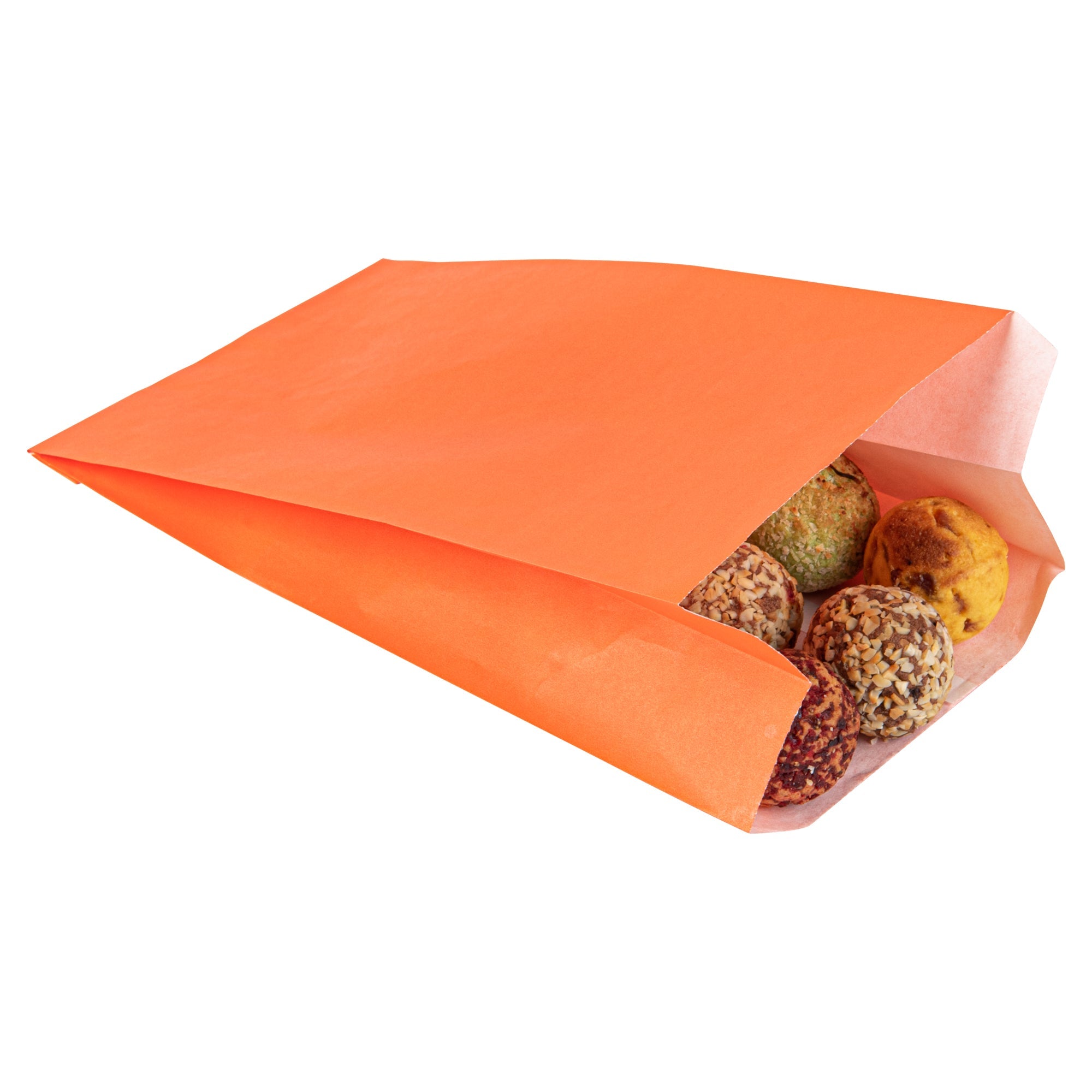 Bag Tek Tangerine Orange Paper French Fry / Snack Bag - 5" x 3" x 8 3/4" - 100 count box