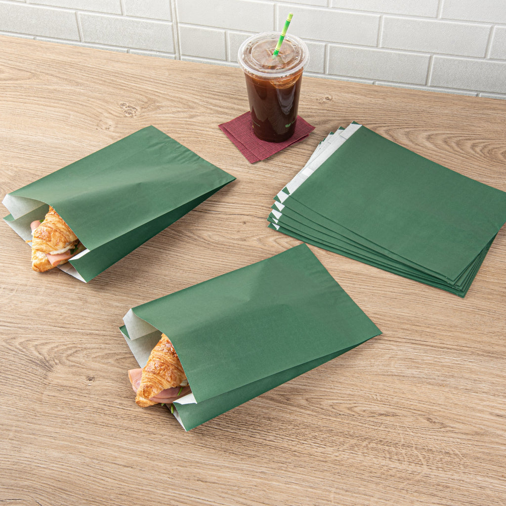 Bag Tek Forest Green Paper French Fry / Snack Bag - 7" x 3" x 11" - 100 count box