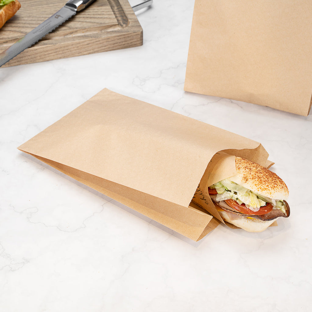 Bag Tek Kraft Paper French Fry / Snack Bag - 7" x 3" x 11" - 100 count box