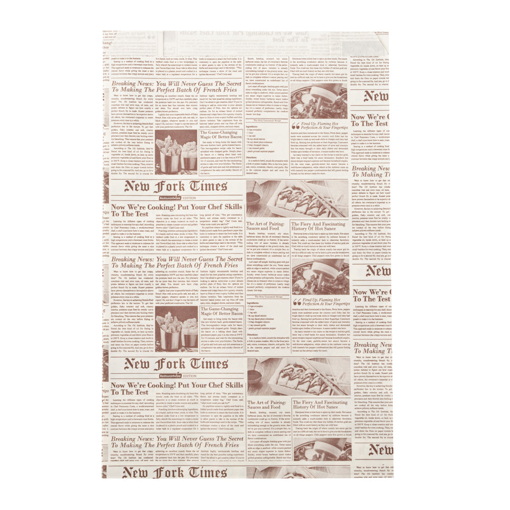 Bag Tek Sepia Newsprint Paper French Fry / Snack Bag - 7" x 3" x 11" - 100 count box