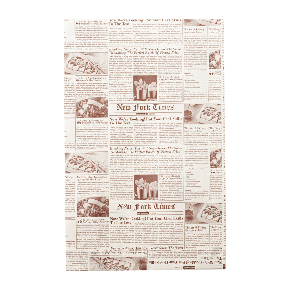 Bag Tek Sepia Newsprint Paper French Fry / Snack Bag - 7" x 3" x 11" - 100 count box