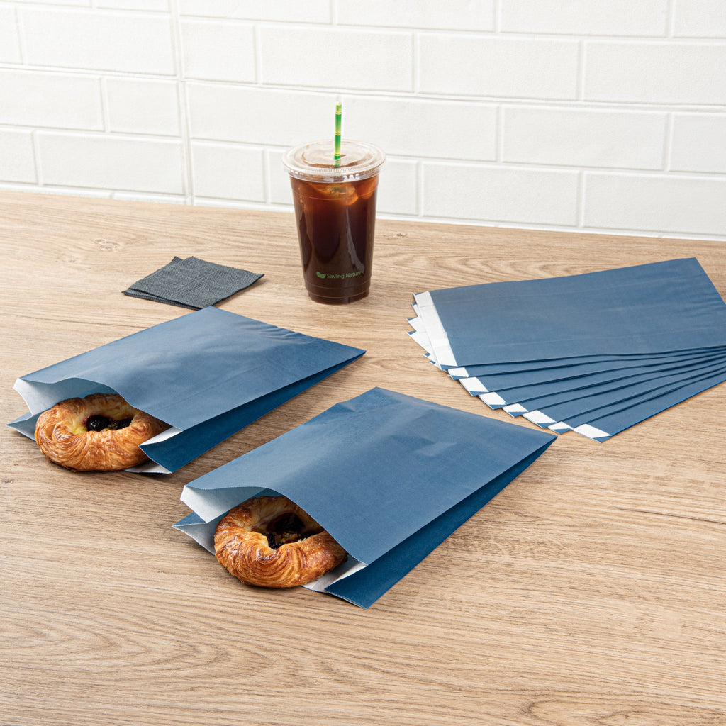 Bag Tek Midnight Blue Paper French Fry / Snack Bag - 7" x 3" x 11" - 100 count box