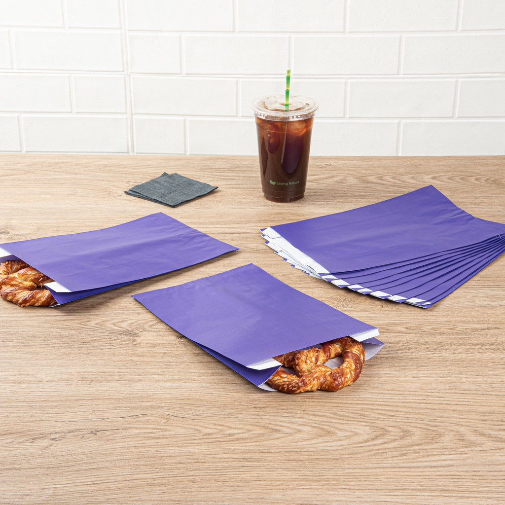 Bag Tek Purple Paper French Fry / Snack Bag - 7" x 3" x 11" - 100 count box