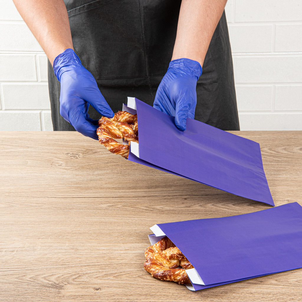 Bag Tek Purple Paper French Fry / Snack Bag - 7" x 3" x 11" - 100 count box