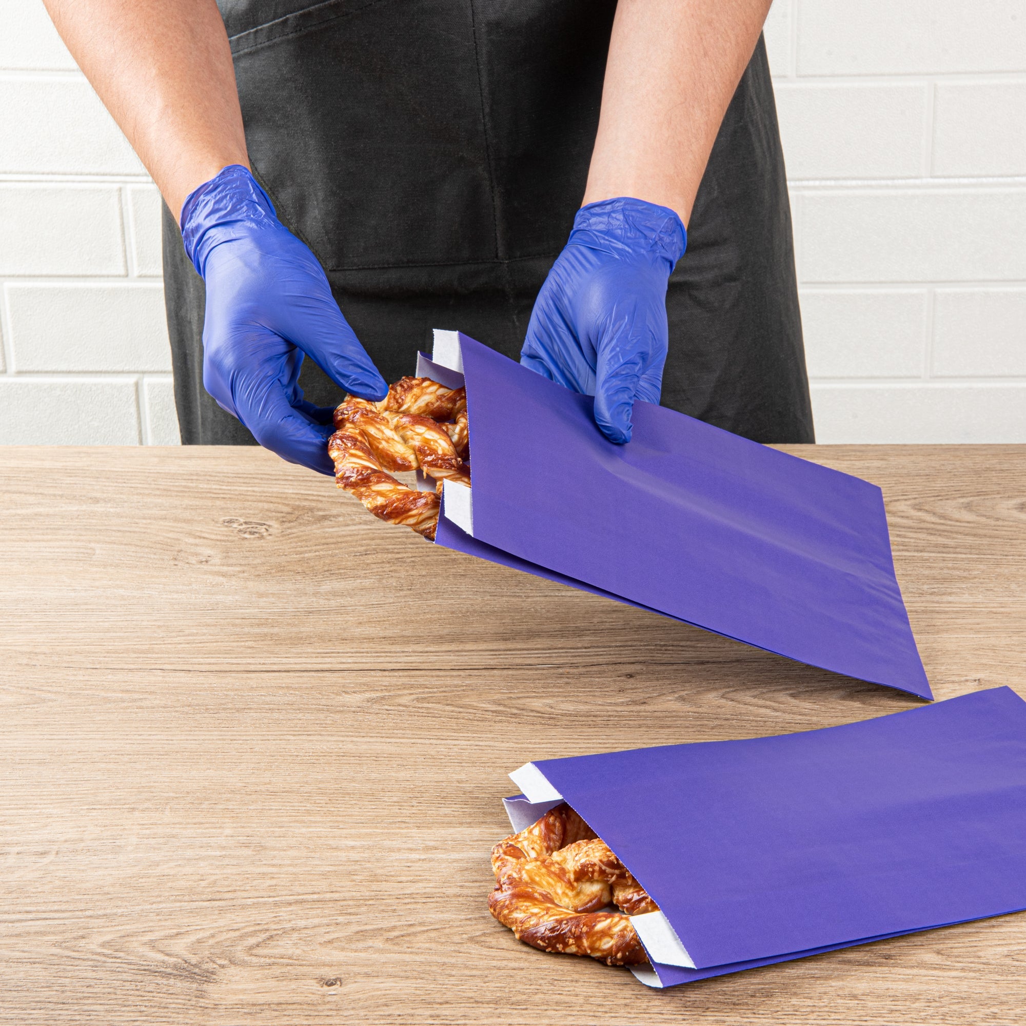 Bag Tek Purple Paper French Fry / Snack Bag - 7" x 3" x 11" - 100 count box
