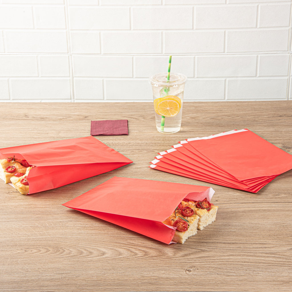 Bag Tek Red Paper French Fry / Snack Bag - 7" x 3" x 11" - 100 count box