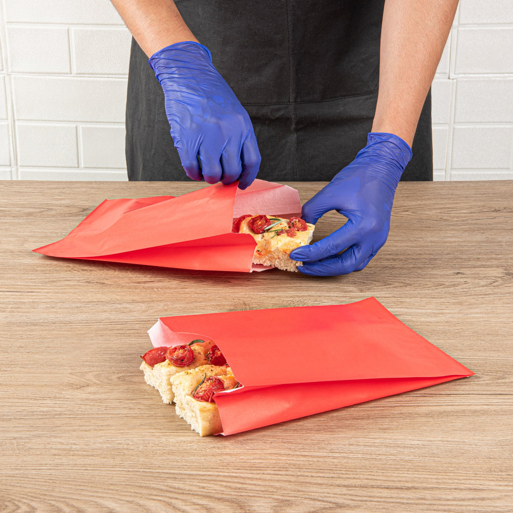 Bag Tek Red Paper French Fry / Snack Bag - 7" x 3" x 11" - 100 count box