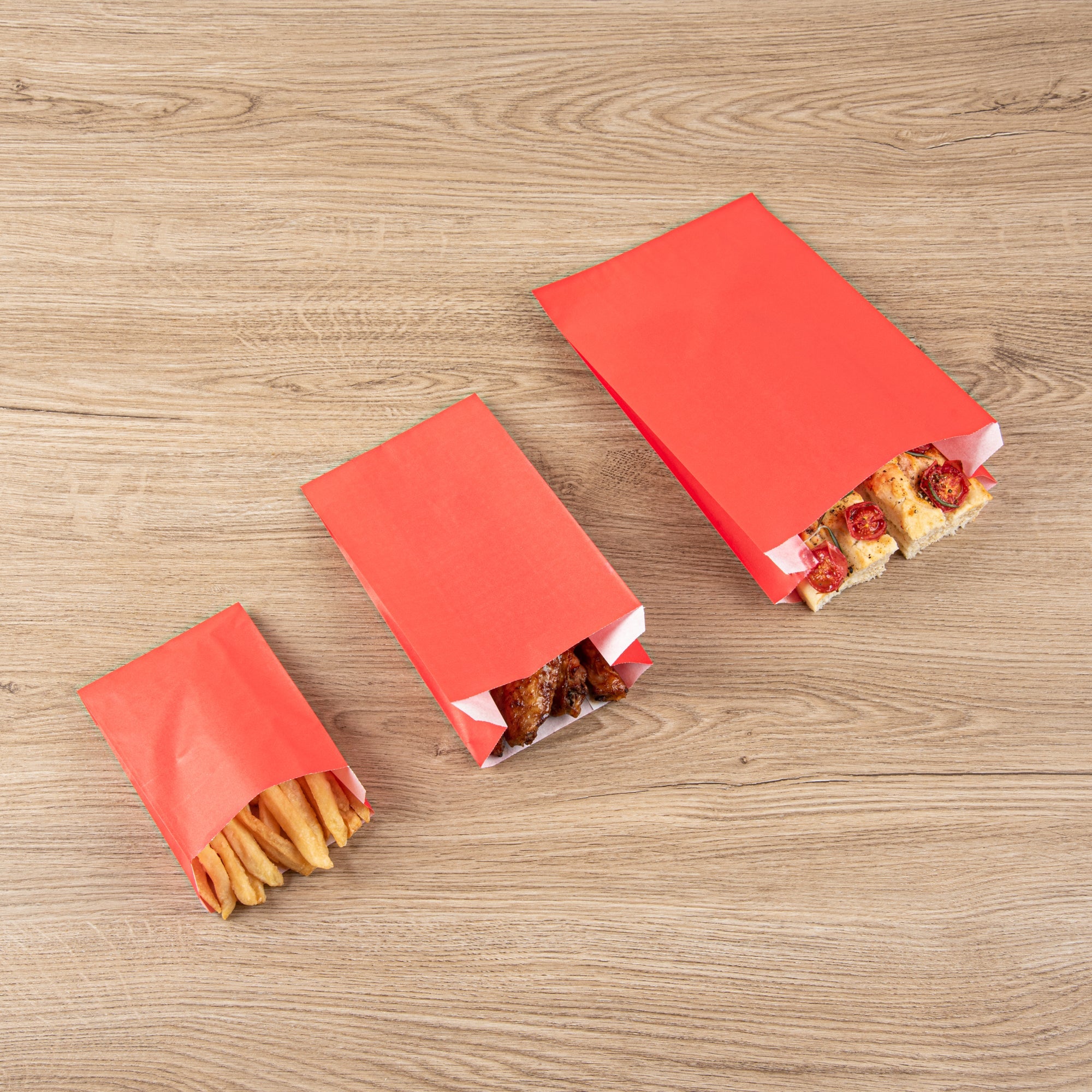 Bag Tek Red Paper French Fry / Snack Bag - 7" x 3" x 11" - 100 count box