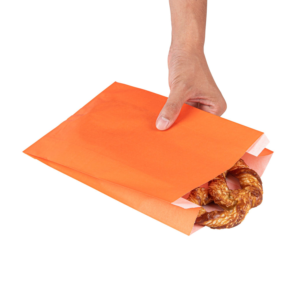 Bag Tek Tangerine Orange Paper French Fry / Snack Bag - 7" x 3" x 11" - 100 count box