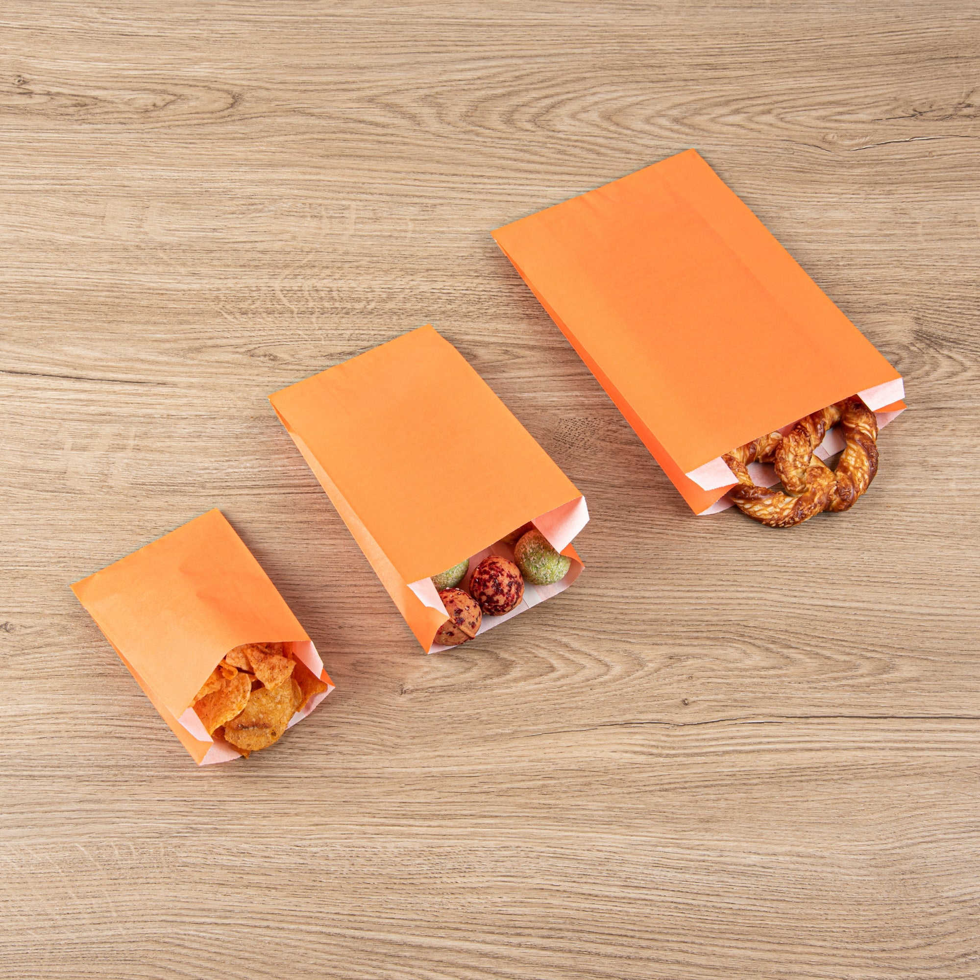 Bag Tek Tangerine Orange Paper French Fry / Snack Bag - 7" x 3" x 11" - 100 count box