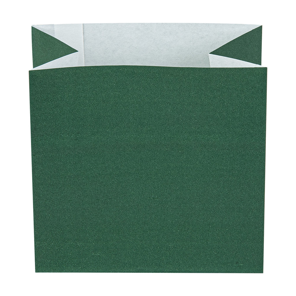 Bag Tek Forest Green Paper Small Snack Bag - 3 3/4" x 2 1/4" x 3 3/4" - 100 count box