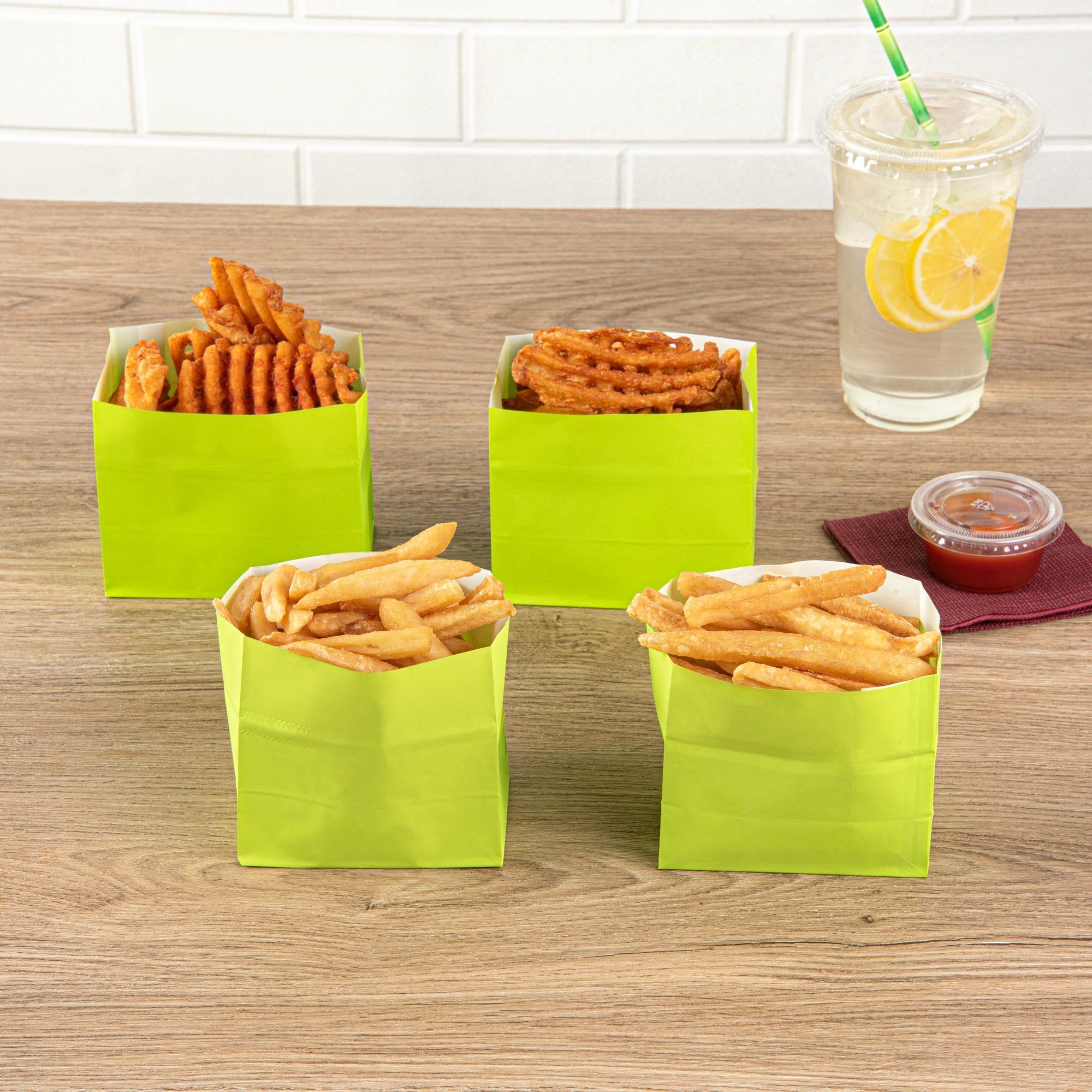 Bag Tek Eco Green Paper Small Snack Bag - 3 3/4" x 2 1/4" x 3 3/4" - 100 count box
