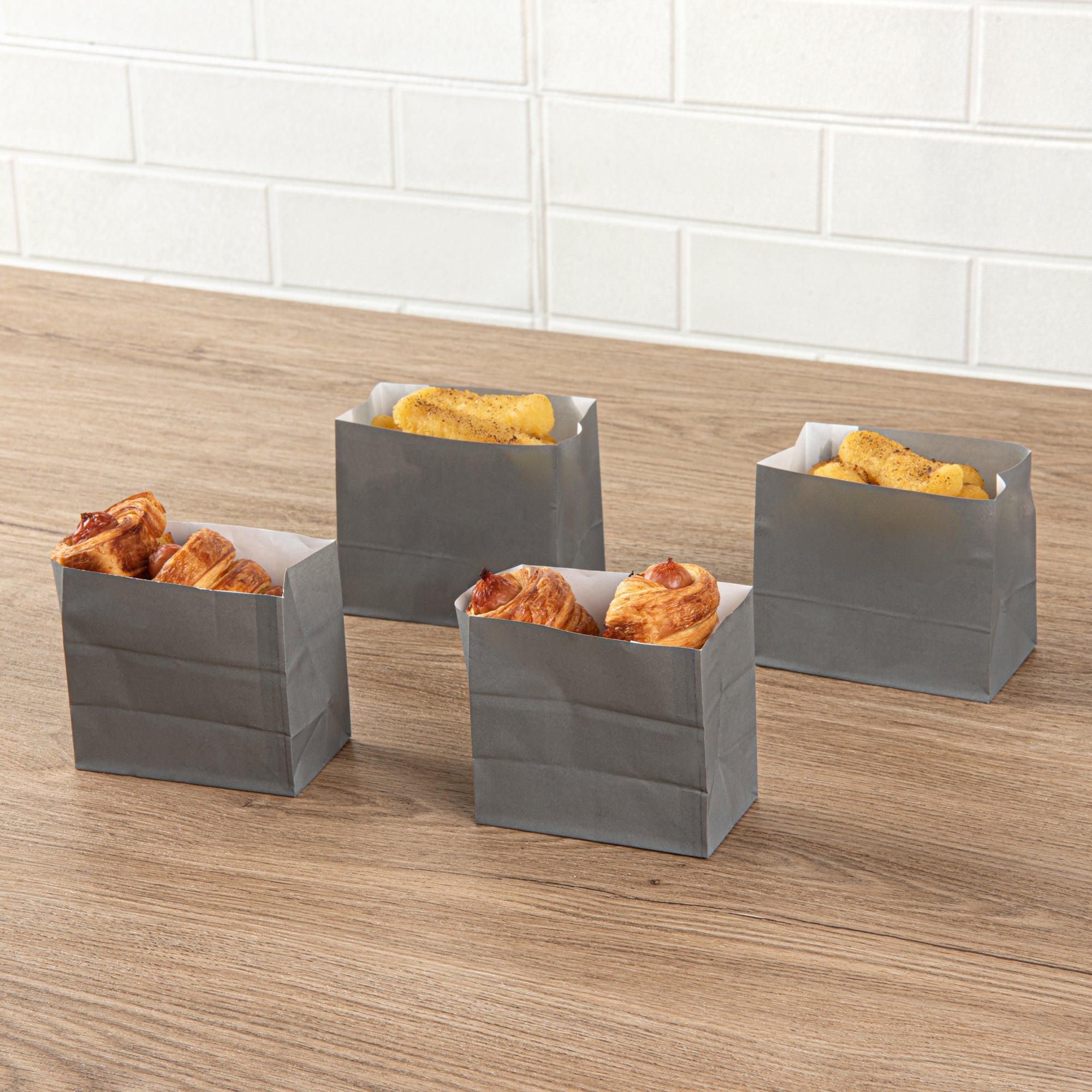 Bag Tek Gray Paper Small Snack Bag - 3 3/4" x 2 1/4" x 3 3/4" - 100 count box