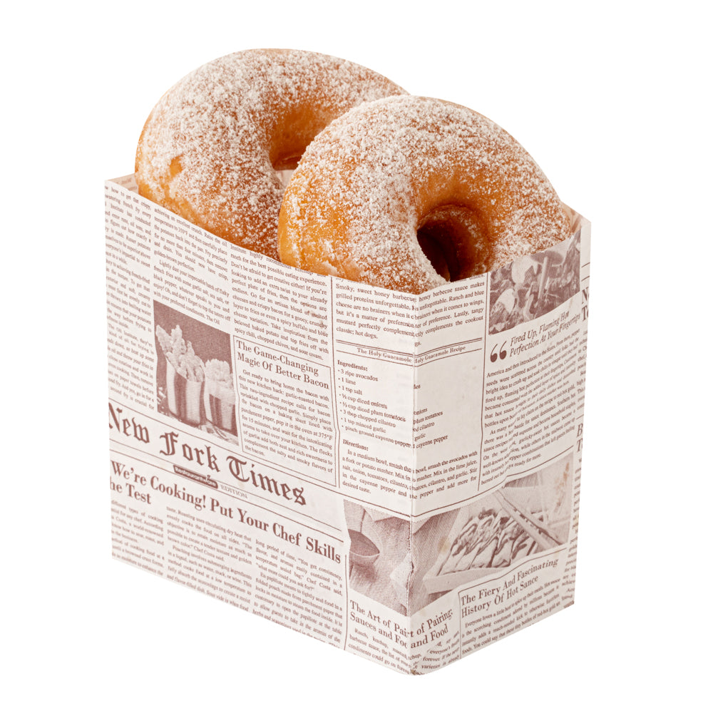 Bag Tek Sepia Newsprint Paper Small Snack Bag - 4" x 2 1/4" x 3 3/4" - 100 count box