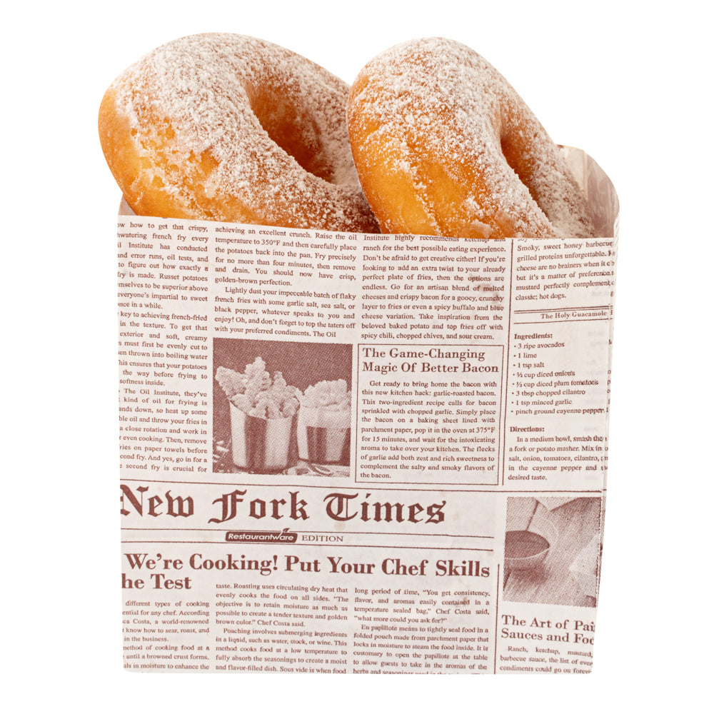 Bag Tek Sepia Newsprint Paper Small Snack Bag - 4" x 2 1/4" x 3 3/4" - 100 count box