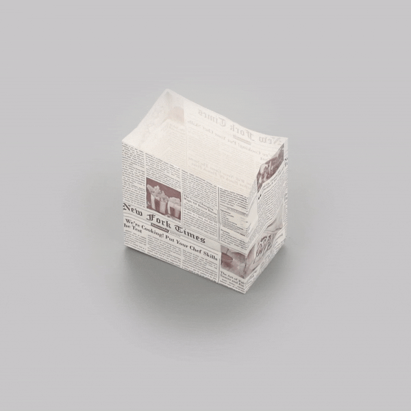 Bag Tek Sepia Newsprint Paper Small Snack Bag - 4" x 2 1/4" x 3 3/4" - 100 count box