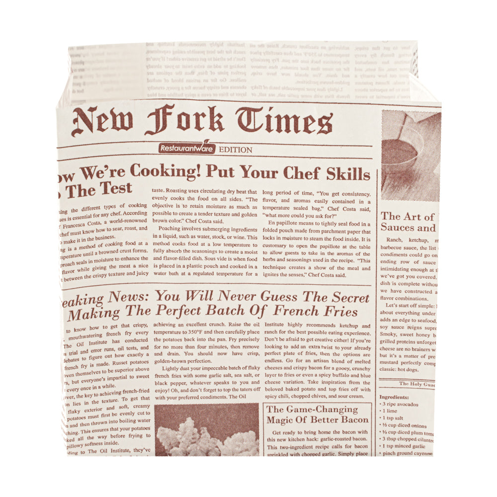 Bag Tek Sepia Newsprint Paper Small Snack Bag - 4" x 2 1/4" x 3 3/4" - 100 count box