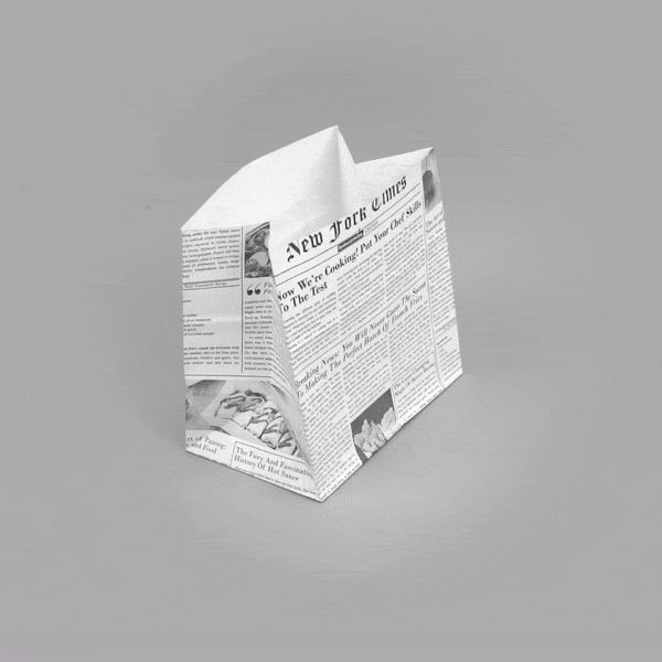 Bag Tek Newsprint Paper Small Snack Bag - 4" x 2 1/4" x 3 3/4" - 100 count box