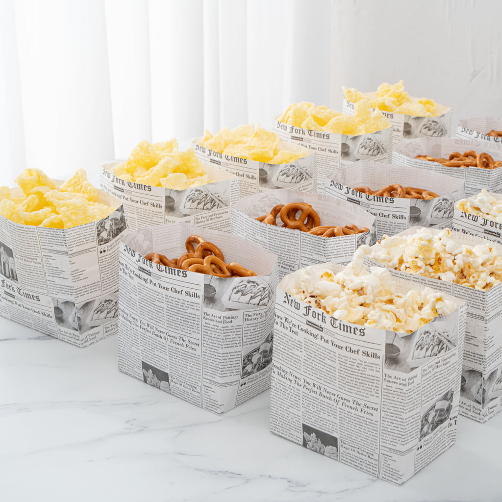 Bag Tek Newsprint Paper Small Snack Bag - 4" x 2 1/4" x 3 3/4" - 100 count box