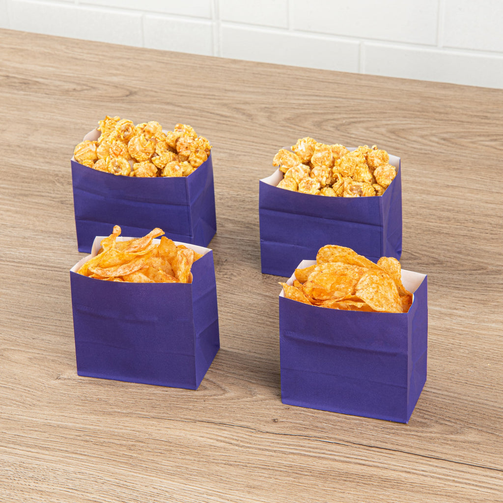 Bag Tek Purple Paper Small Snack Bag - 3 3/4" x 2 1/4" x 3 3/4" - 100 count box