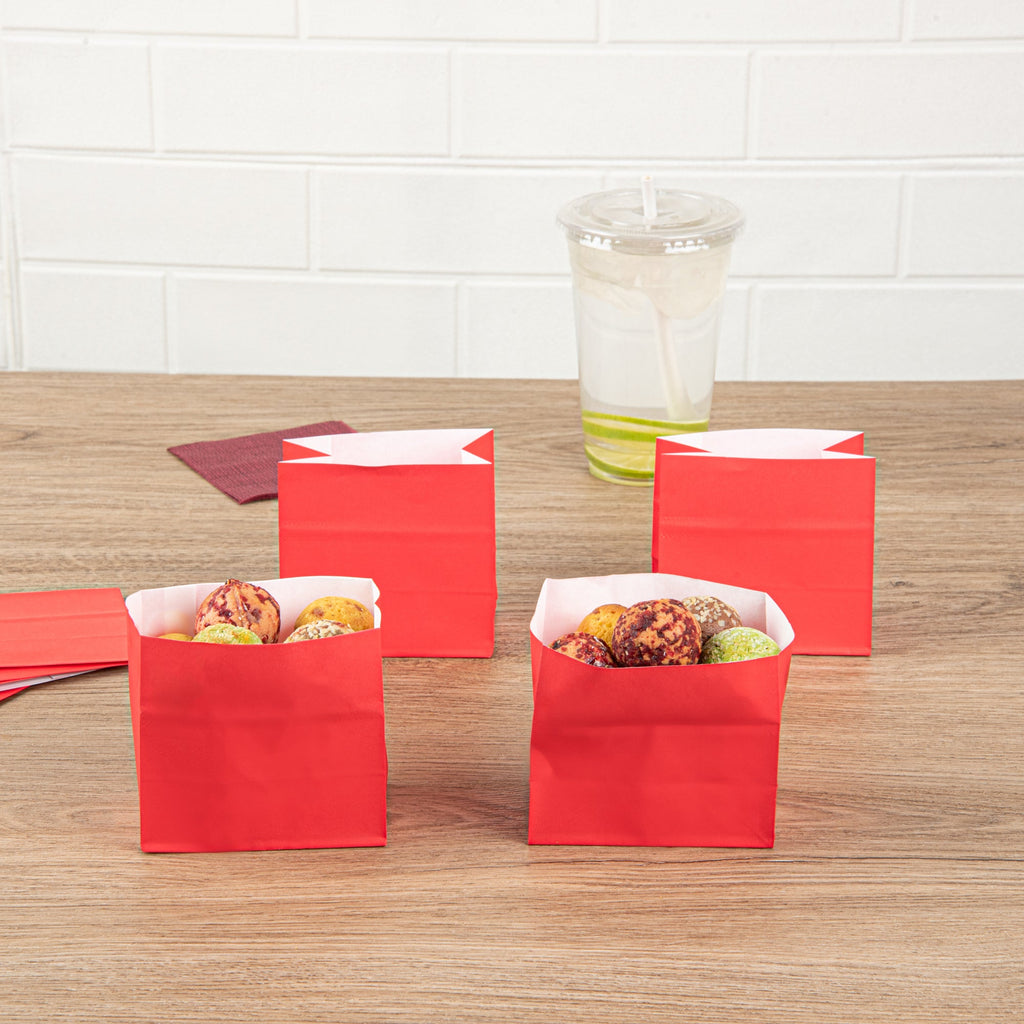 Bag Tek Red Paper Small Snack Bag - 3 3/4" x 2 1/4" x 3 3/4" - 100 count box