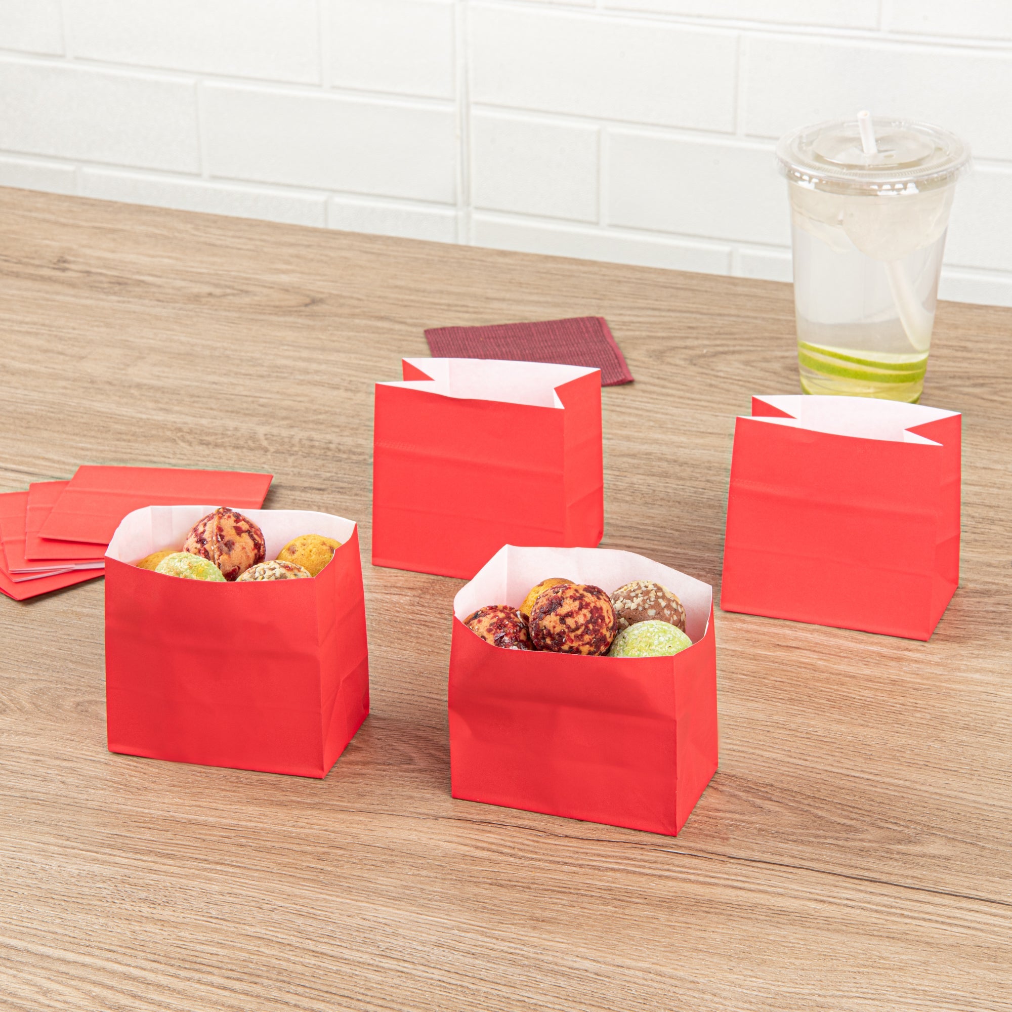 Bag Tek Red Paper Small Snack Bag - 3 3/4" x 2 1/4" x 3 3/4" - 100 count box