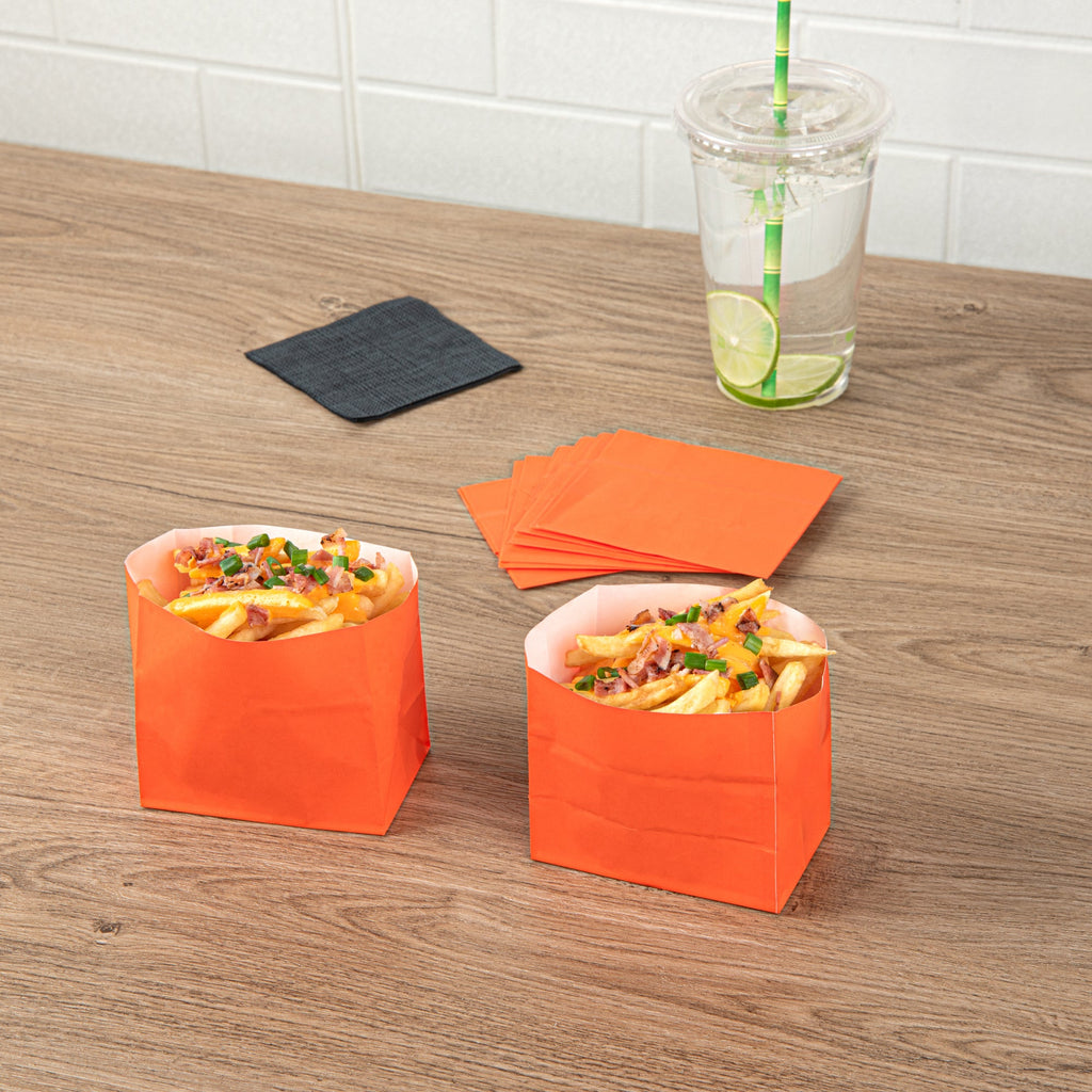 Bag Tek Tangerine Orange Paper Small Snack Bag - 3 3/4" x 2 1/4" x 3 3/4" - 100 count box