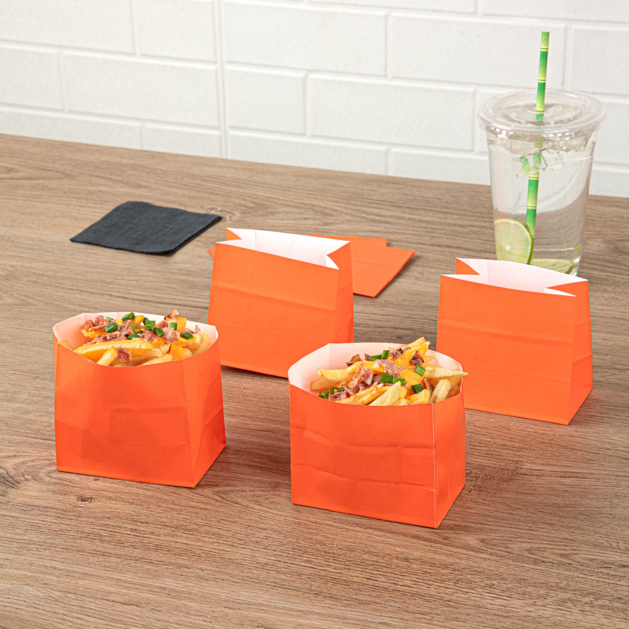 Bag Tek Tangerine Orange Paper Small Snack Bag - 3 3/4" x 2 1/4" x 3 3/4" - 100 count box