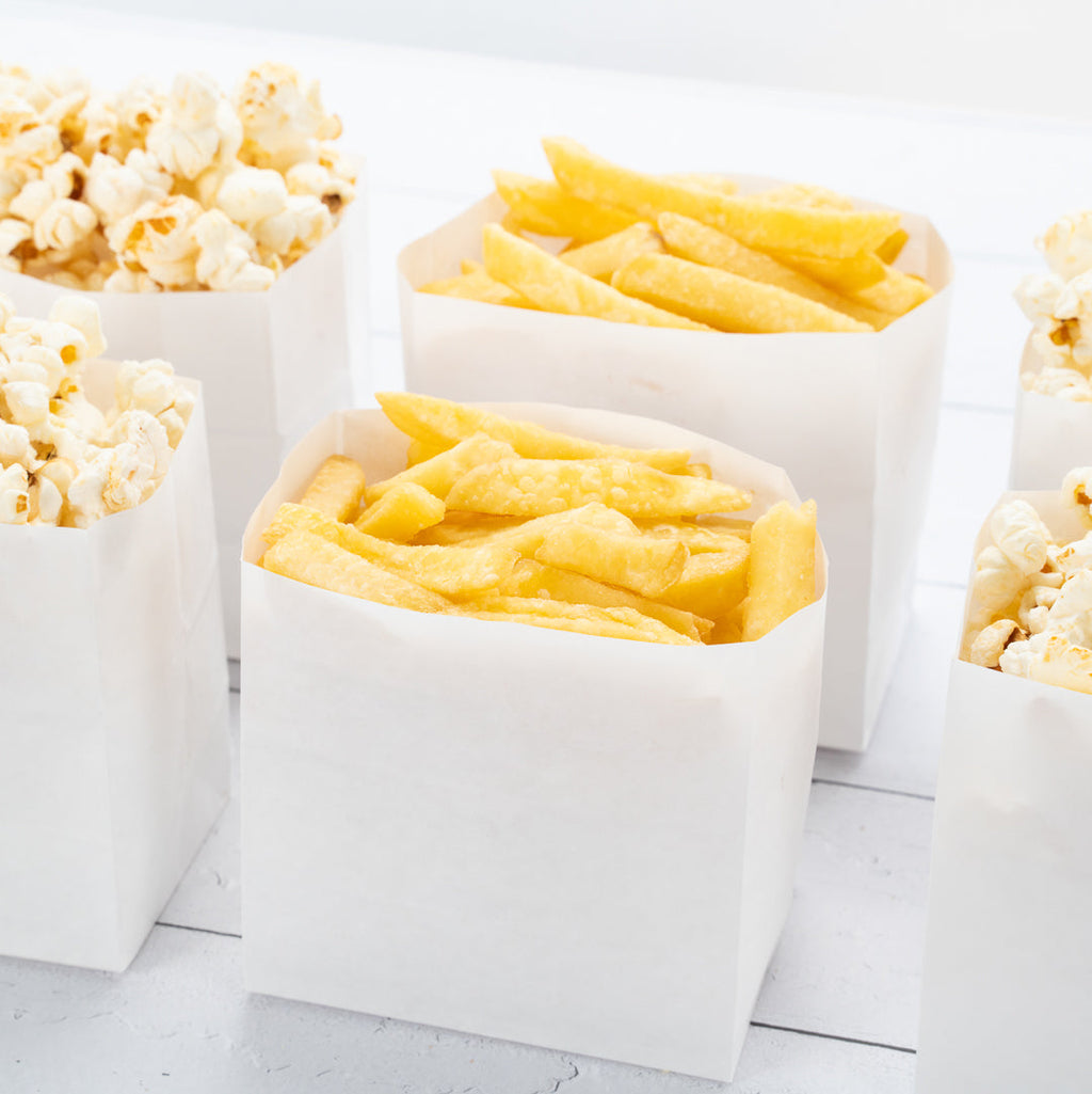 Bag Tek White Paper Small Snack Bag - 4" x 2 1/4" x 3 3/4" - 100 count box