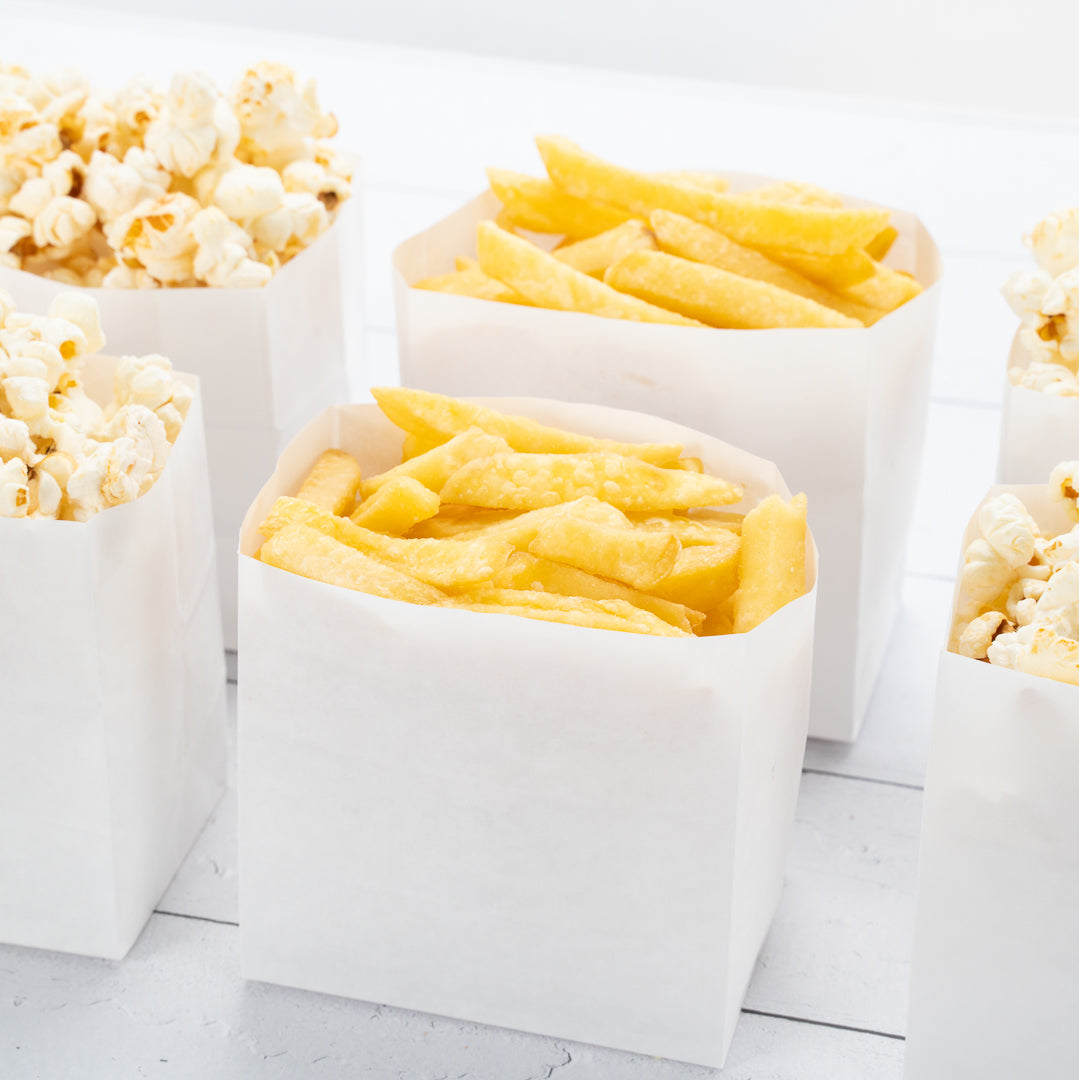 Bag Tek White Paper Small Snack Bag - 4" x 2 1/4" x 3 3/4" - 100 count box