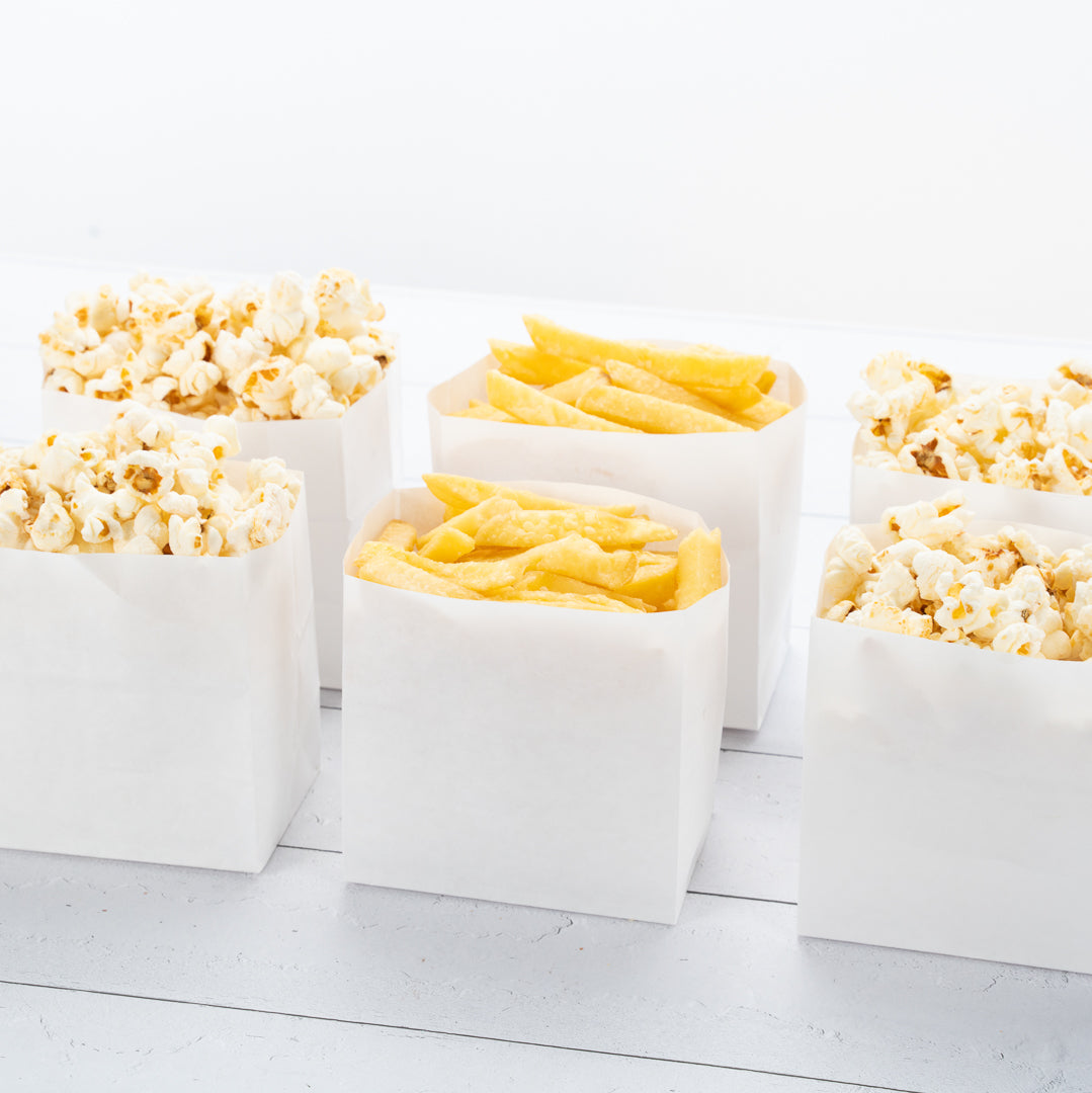 Bag Tek White Paper Small Snack Bag - 4" x 2 1/4" x 3 3/4" - 100 count box