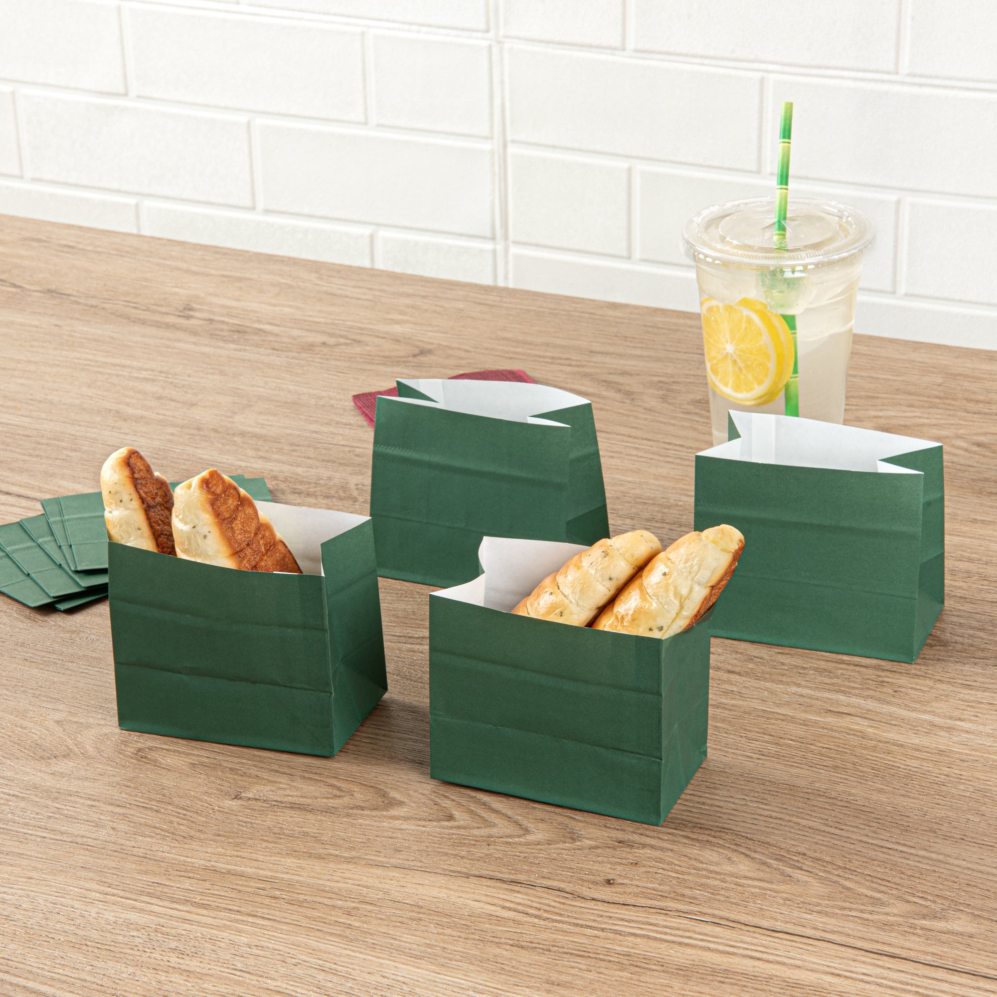 Bag Tek Forest Green Paper Large Snack Bag - 4 1/4" x 2 1/2" x 3 3/4" - 100 count box