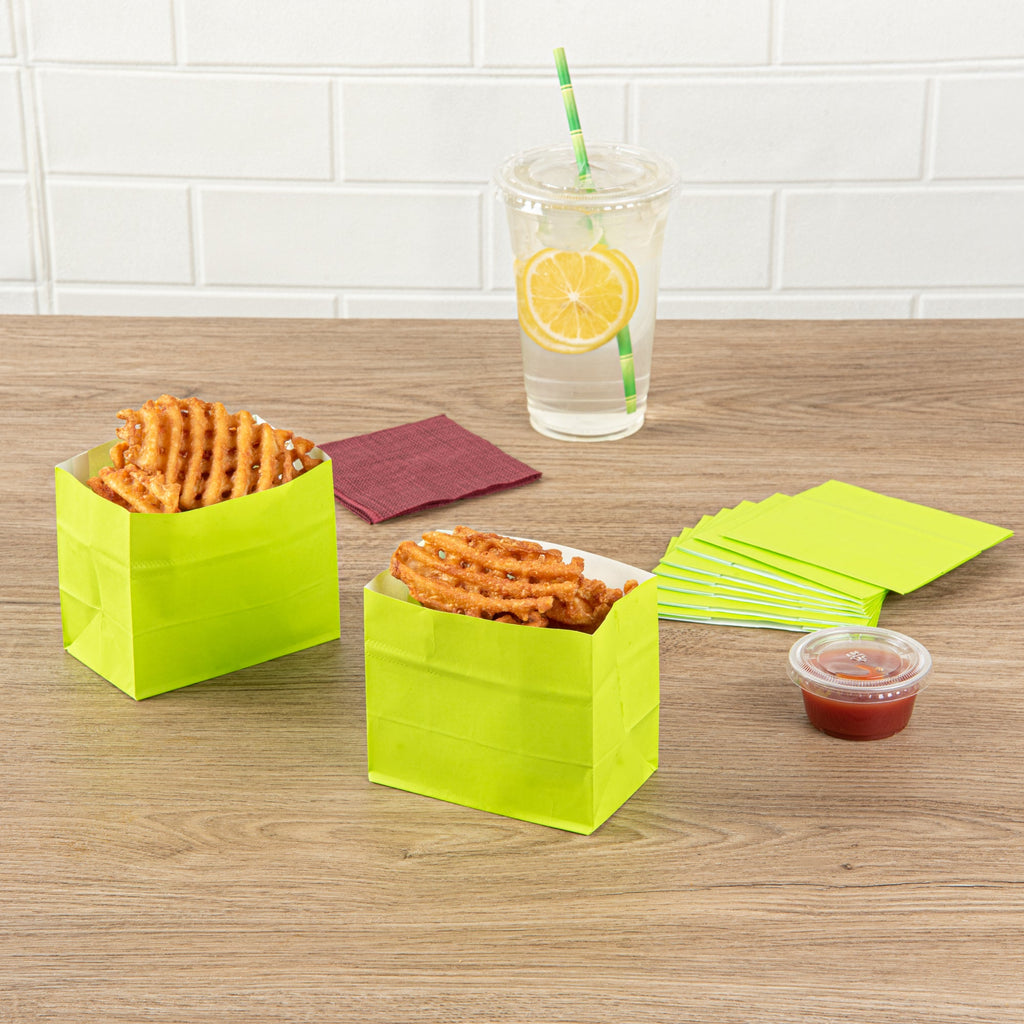 Bag Tek Eco Green Paper Large Snack Bag - 4 1/4" x 2 1/2" x 3 3/4" - 100 count box