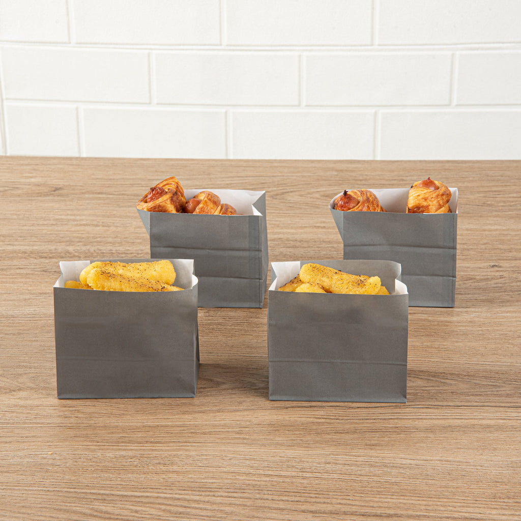 Bag Tek Gray Paper Large Snack Bag - 4 1/4" x 2 1/2" x 3 3/4" - 100 count box