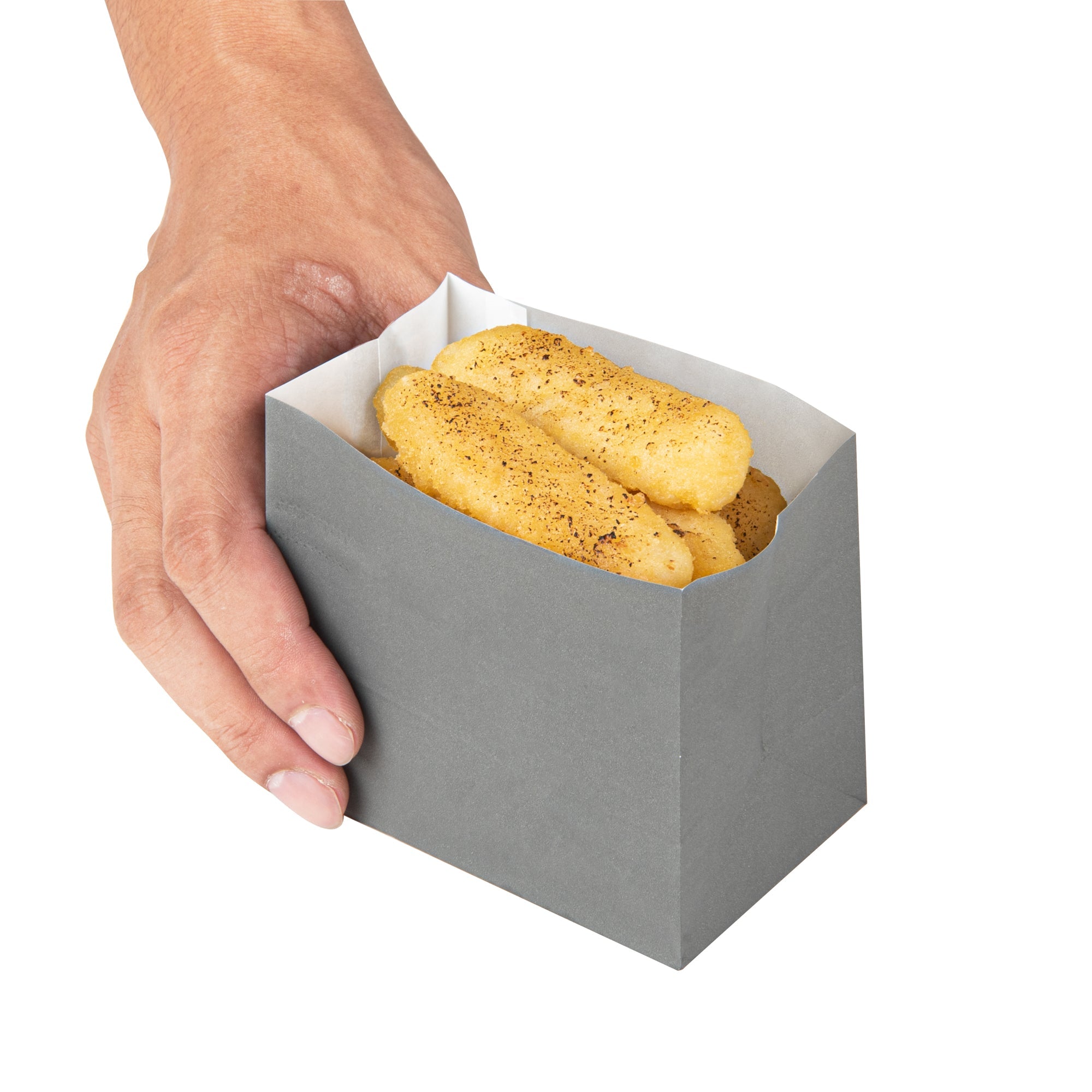 Bag Tek Gray Paper Large Snack Bag - 4 1/4" x 2 1/2" x 3 3/4" - 100 count box