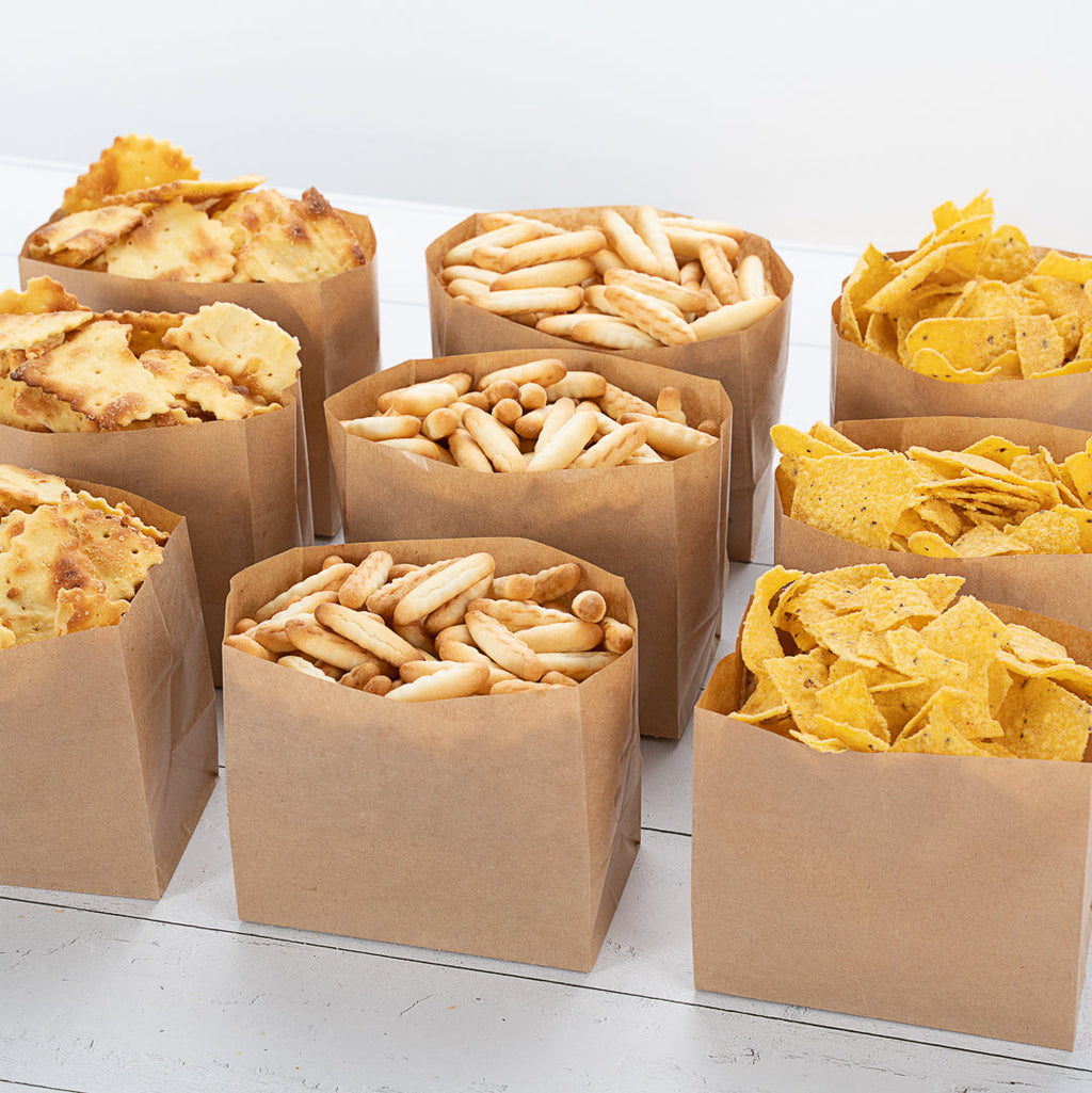 Bag Tek Kraft Paper Large Snack Bag - 4 1/4" x 2 1/2" x 3 3/4" - 100 count box