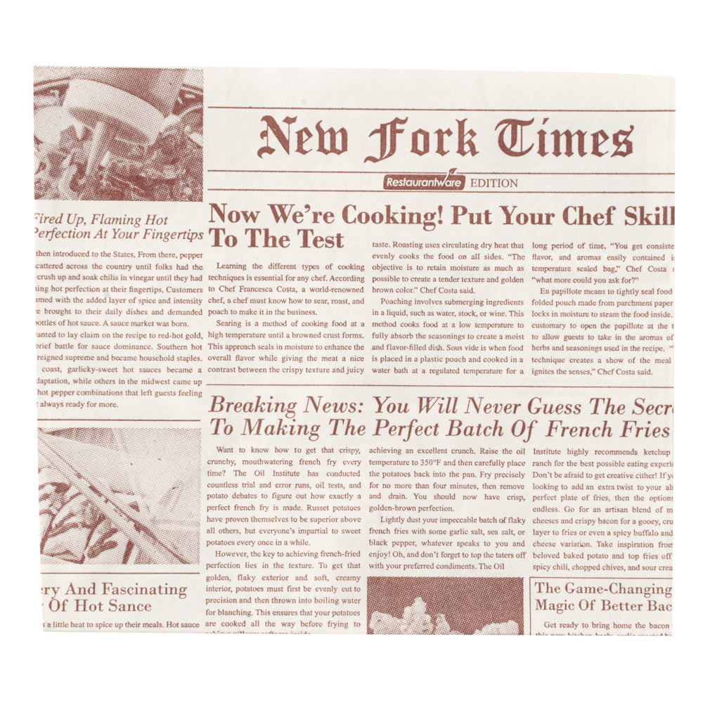 Bag Tek Sepia Newsprint Paper Large Snack Bag - 4 1/4" x 2 1/2" x 3 3/4" - 100 count box