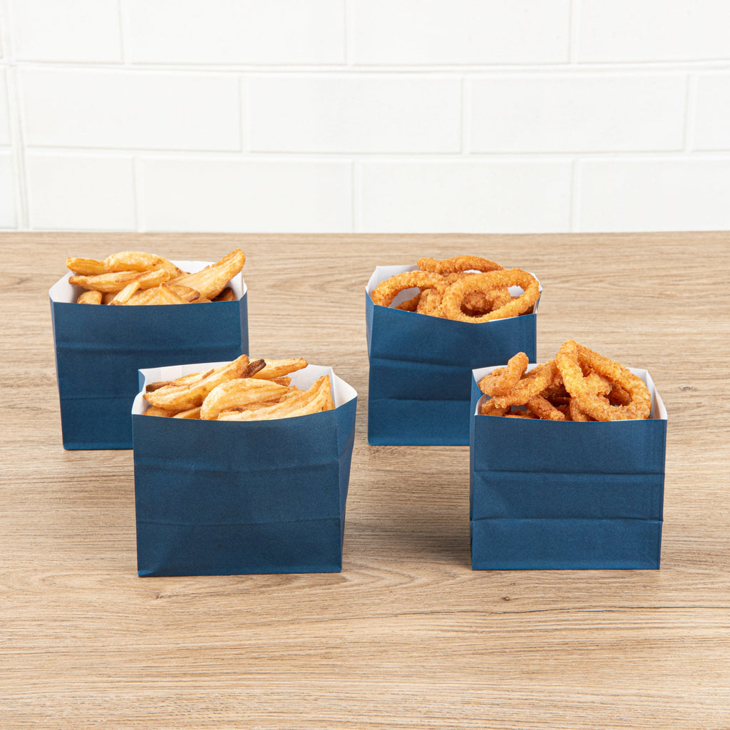Bag Tek Midnight Blue Paper Large Snack Bag - 4 1/4" x 2 1/2" x 3 3/4" - 100 count box