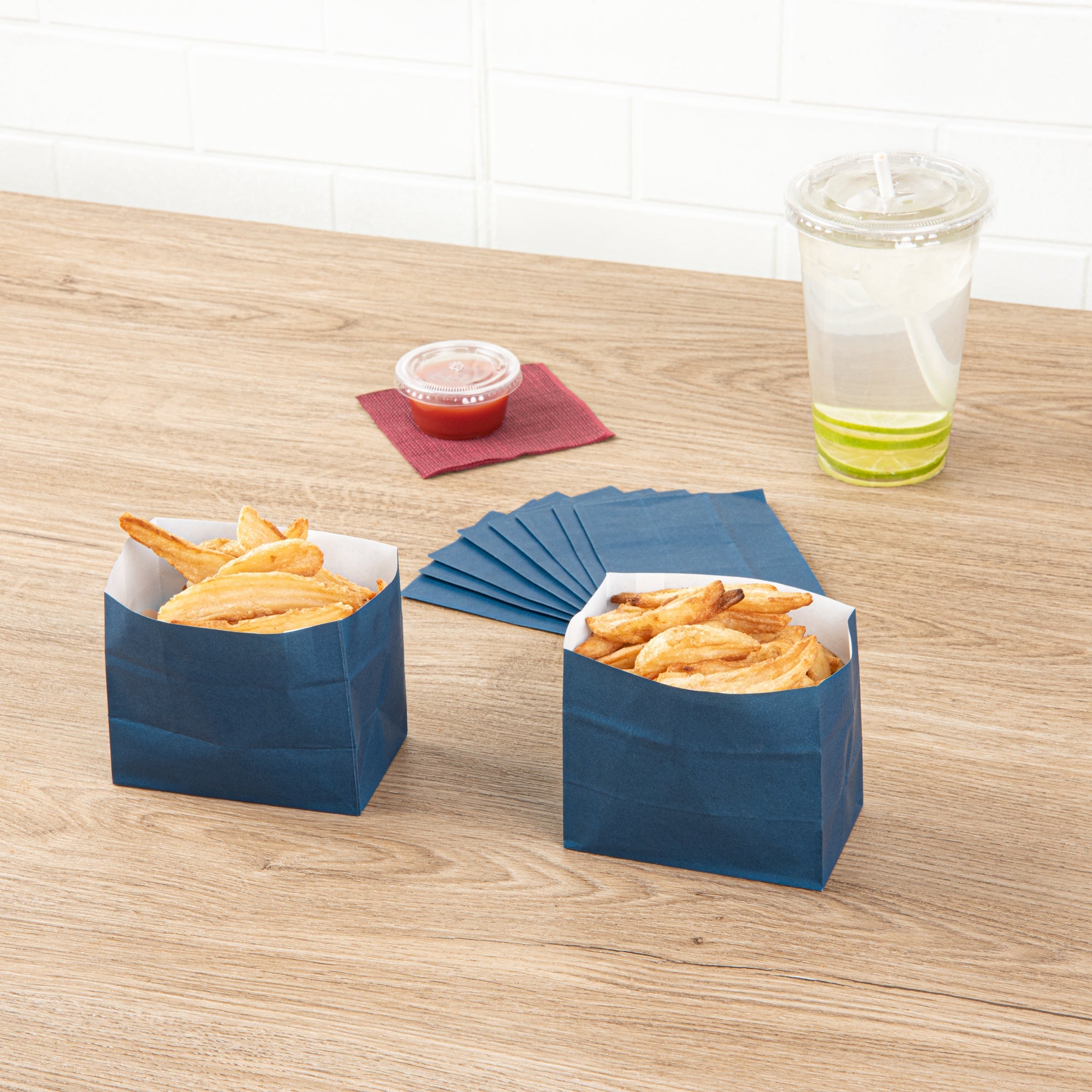 Bag Tek Midnight Blue Paper Large Snack Bag - 4 1/4" x 2 1/2" x 3 3/4" - 100 count box