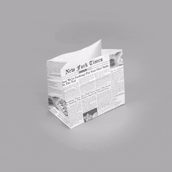 Bag Tek Newsprint Paper Large Snack Bag - 4 1/4" x 2 1/2" x 3 3/4" - 100 count box