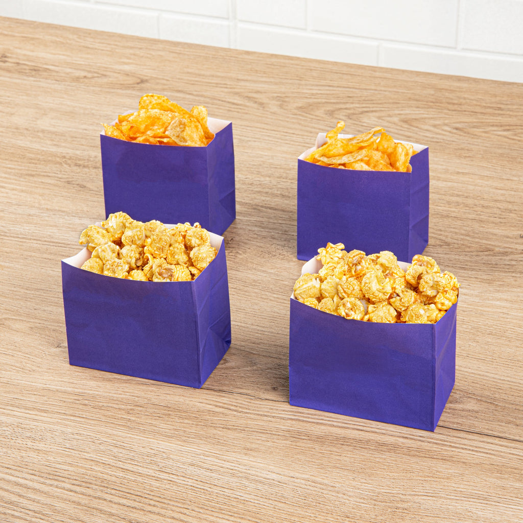 Bag Tek Purple Paper Large Snack Bag - 4 1/4" x 2 1/2" x 3 3/4" - 100 count box
