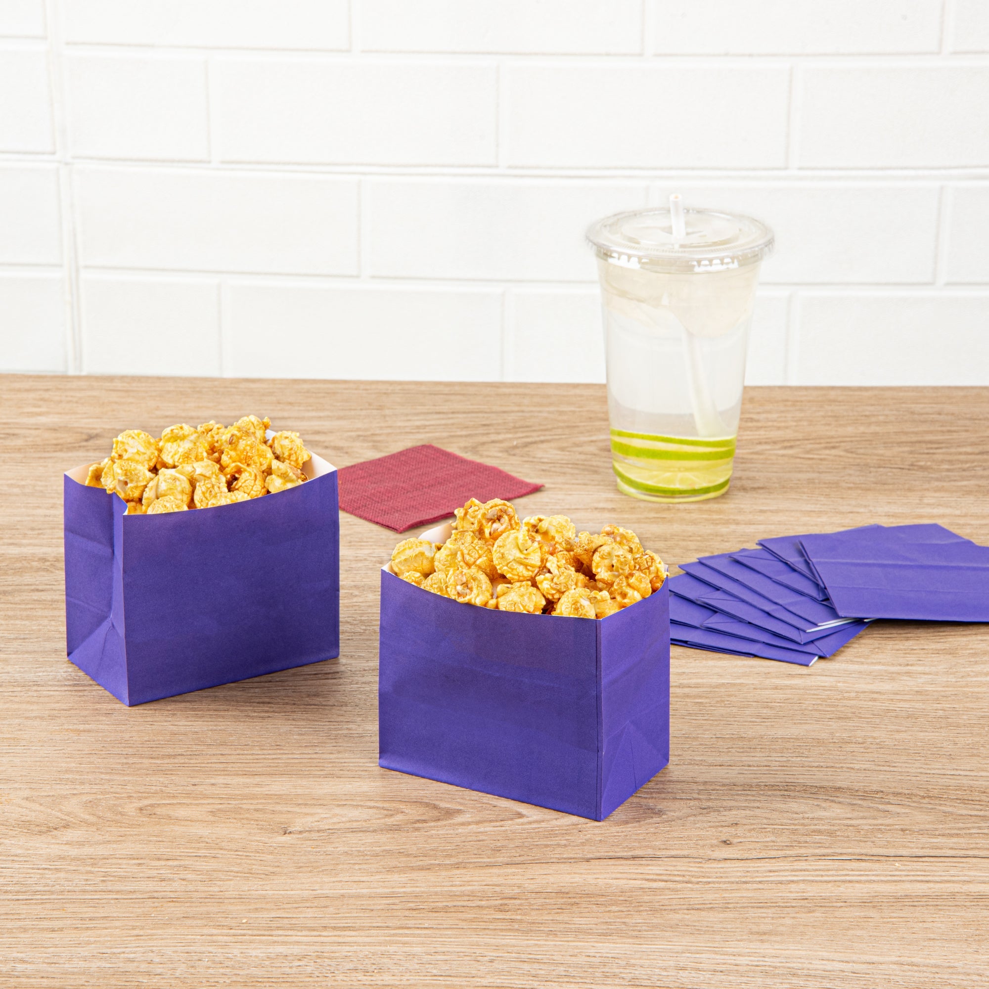 Bag Tek Purple Paper Large Snack Bag - 4 1/4" x 2 1/2" x 3 3/4" - 100 count box