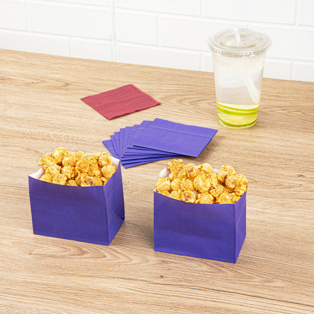Bag Tek Purple Paper Large Snack Bag - 4 1/4" x 2 1/2" x 3 3/4" - 100 count box