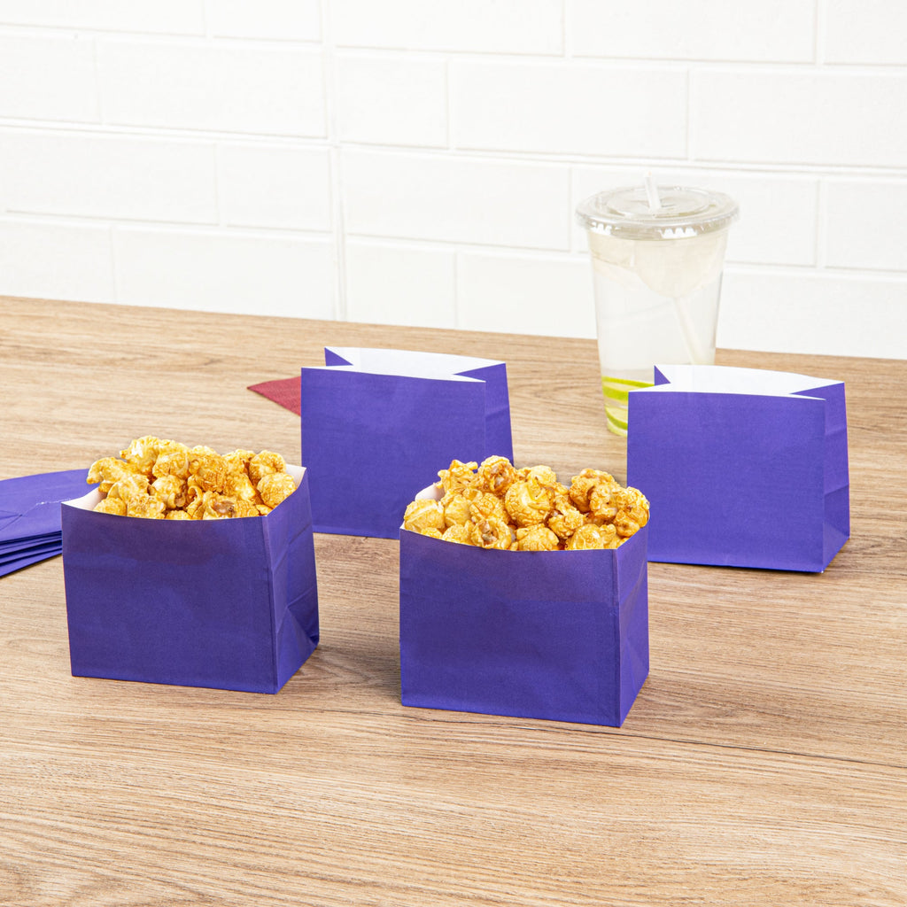 Bag Tek Purple Paper Large Snack Bag - 4 1/4" x 2 1/2" x 3 3/4" - 100 count box