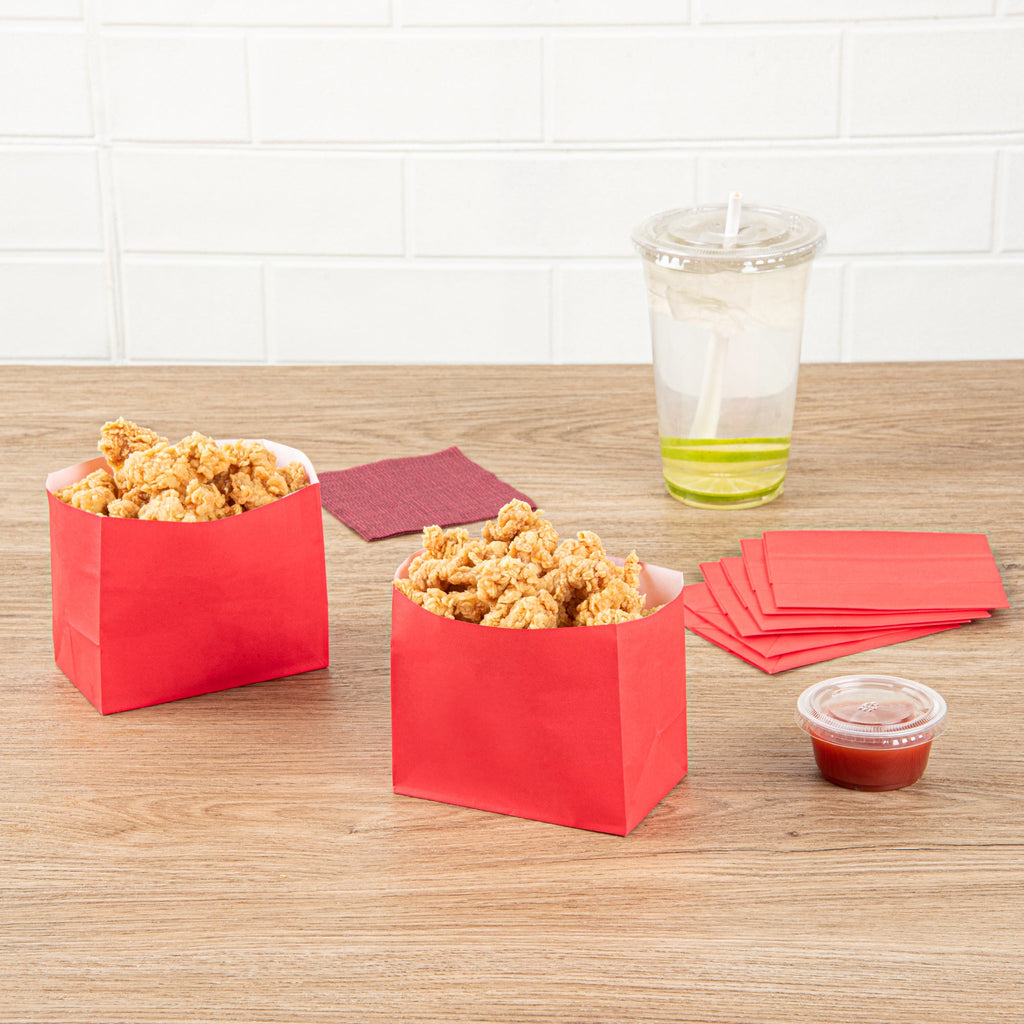 Bag Tek Red Paper Large Snack Bag - 4 1/4" x 2 1/2" x 3 3/4" - 100 count box