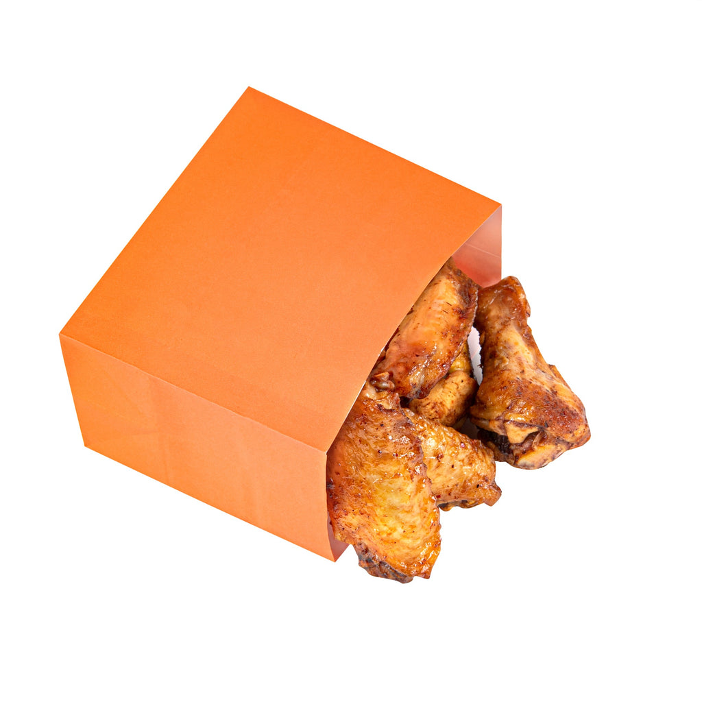 Bag Tek Tangerine Orange Paper Large Snack Bag - 4 1/4" x 2 1/2" x 3 3/4" - 100 count box