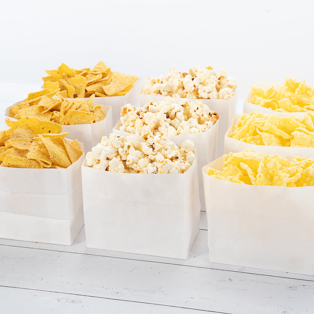 Bag Tek White Paper Large Snack Bag - 4 1/4" x 2 1/2" x 3 3/4" - 100 count box
